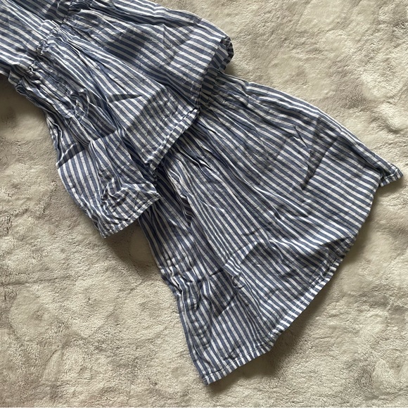 BCBGMaxAzria Blue & White Striped Long Sleeve Off the Shoulder Callison Top Smal - Picture 6 of 10